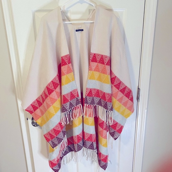 American Eagle Outfitters Sweaters - American Eagle AE Shawl Poncho Southwestern Multicolor OS One Size Fringe Soft
